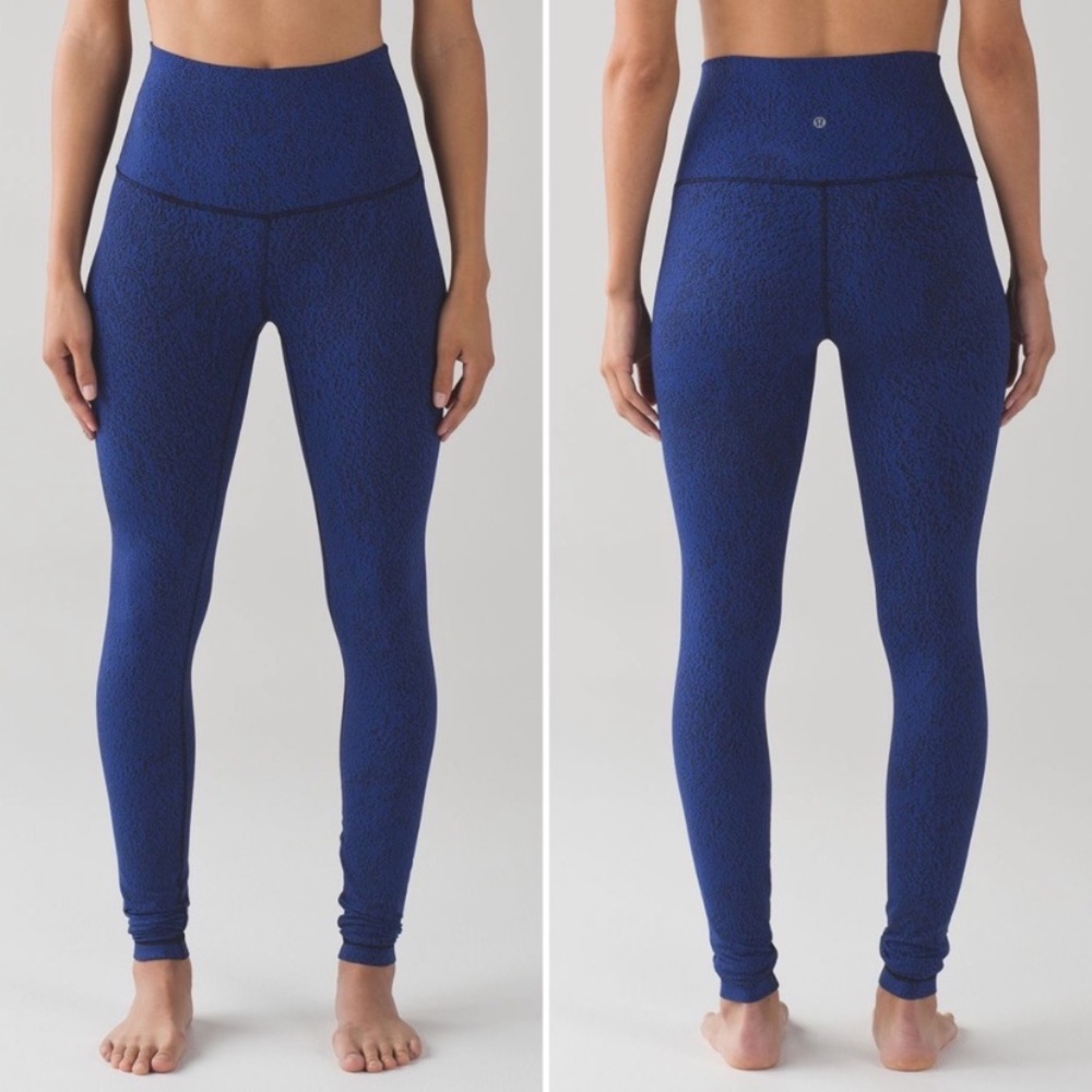 Lululemon Wunder Under Pant Power Luxtreme Spray Jacquard Sapphire Blue